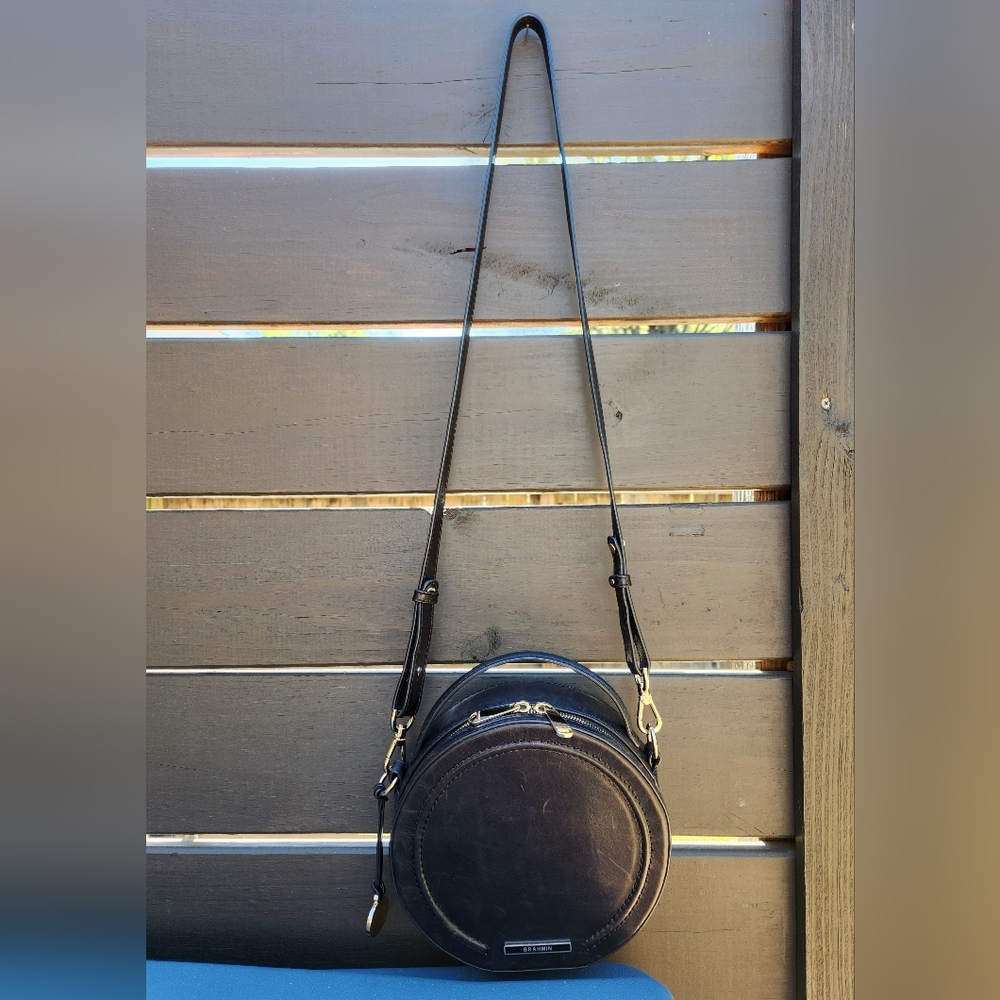 Brahmin Black Round Leather Crossbody Bag - Picture 9 of 9